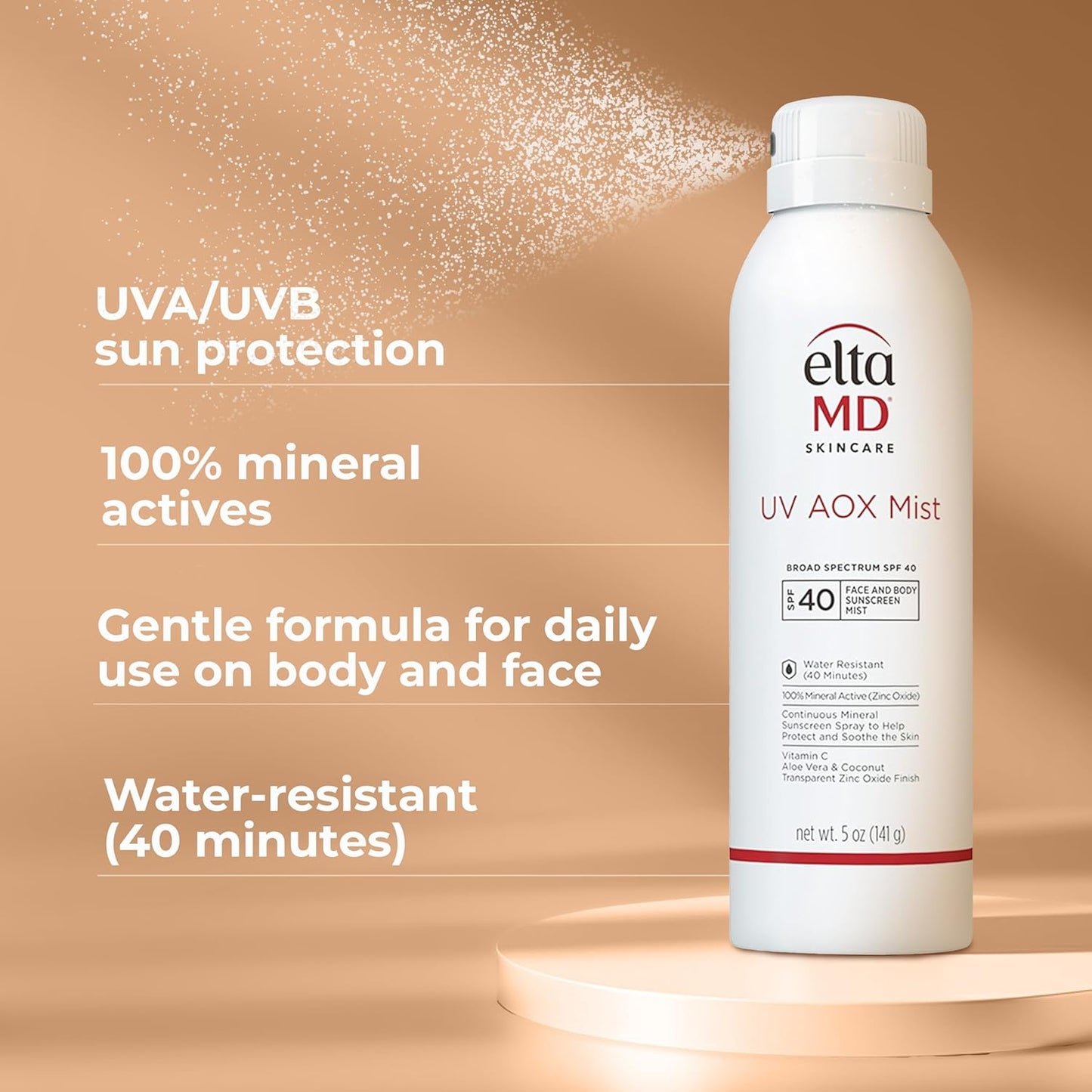 EltaMD UV AOX Mist - Hydrating Mineral Sunscreen Spray for All Skin Types | 3 oz