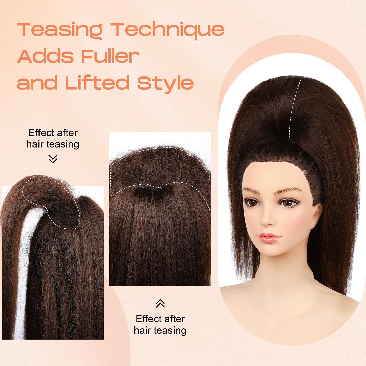 SEIKEA Cheer Ponytail Hair Piece, 100% Super Protein Fiber Straight Cheerleader Hairpiece Lightweight Silky Smooth Fluffy 18" Ponytail Extension for Cheerleader Competition, Dance Mocha Melt