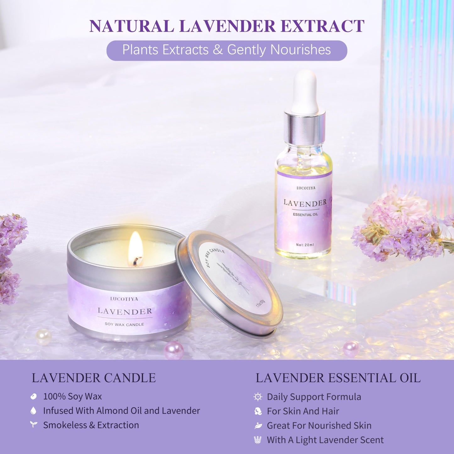 Gifts for Women Gift Basket for Women - 10 Pc Lavender Bath and Body Sets