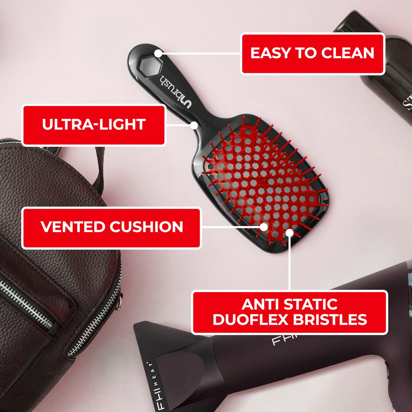 FHI HEAT Unbrush, Red - Detangling Hair Brush Red