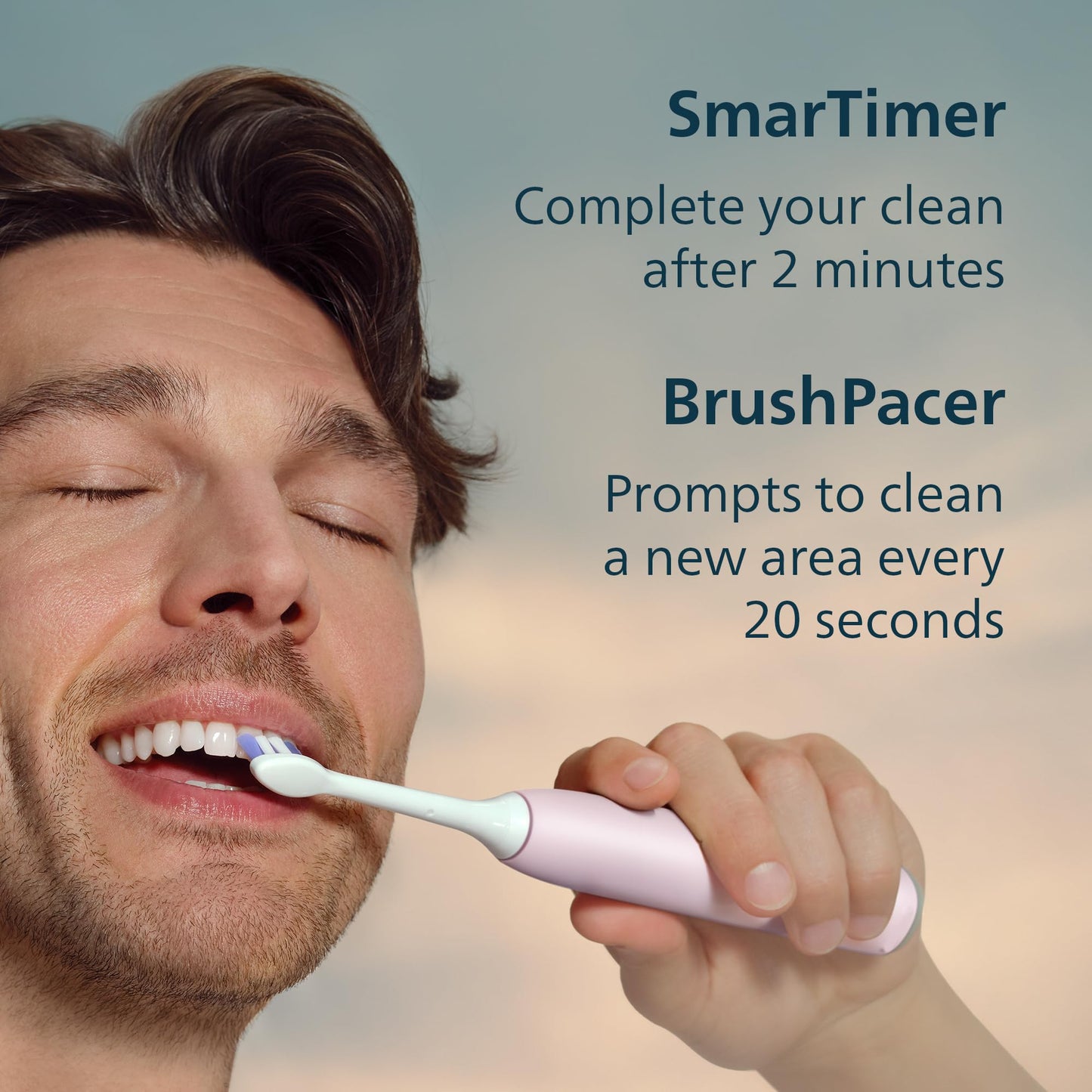 Philips Sonicare 6700 Series Electric Toothbrush, Pressure Sensor, 9 Brushing Settings, SmarTimer, BrushPacer, 21-Day Runtime, Travel Case, for Gum Health & Sensitive Teeth, Light Pink, HX7412/04