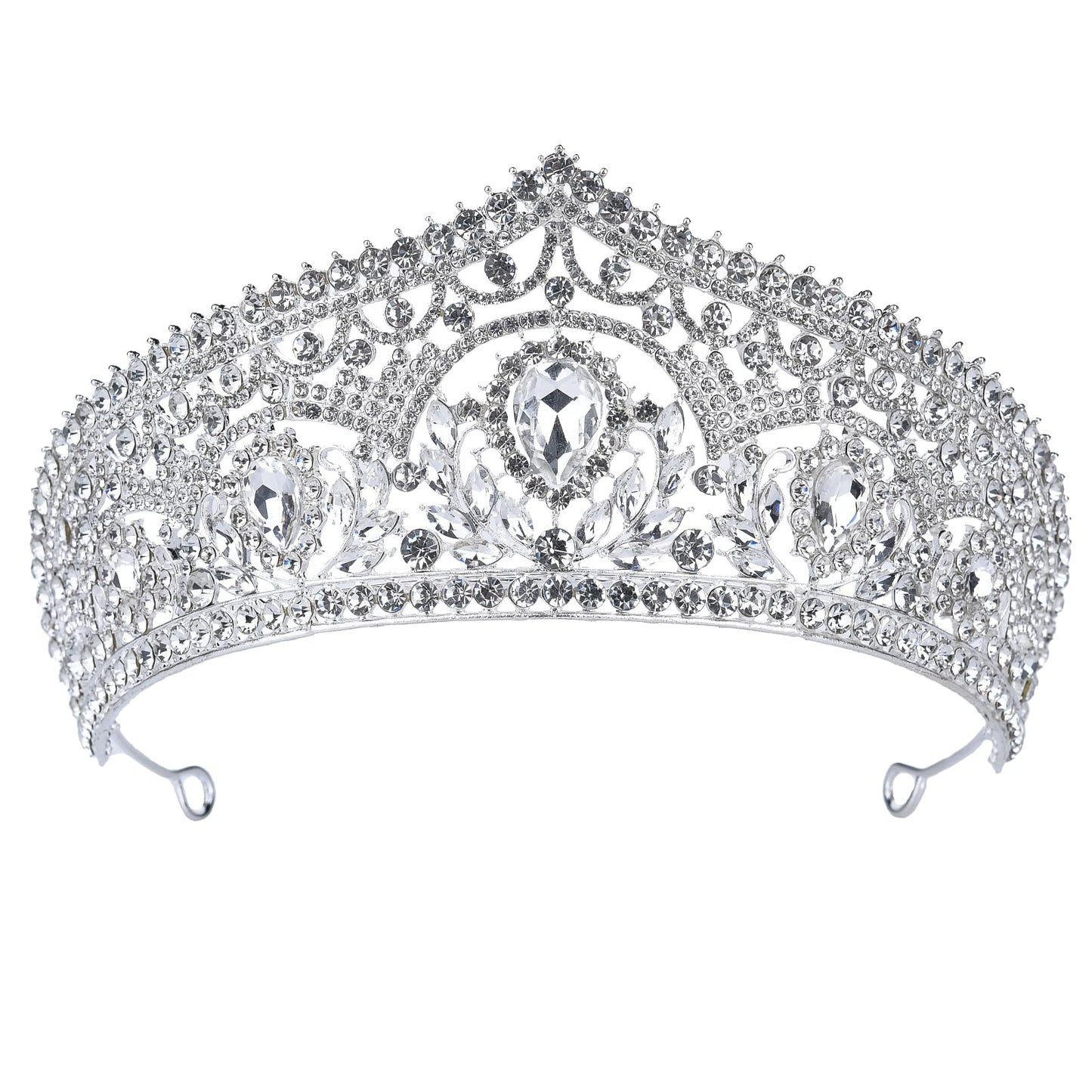 HEWEICSY Silver Tiaras and Crowns for Women,Wedding Tiara for Bride,Rhinestone Queen Crown,Crystal Costume Hair Accessories for Birthday Prom Party