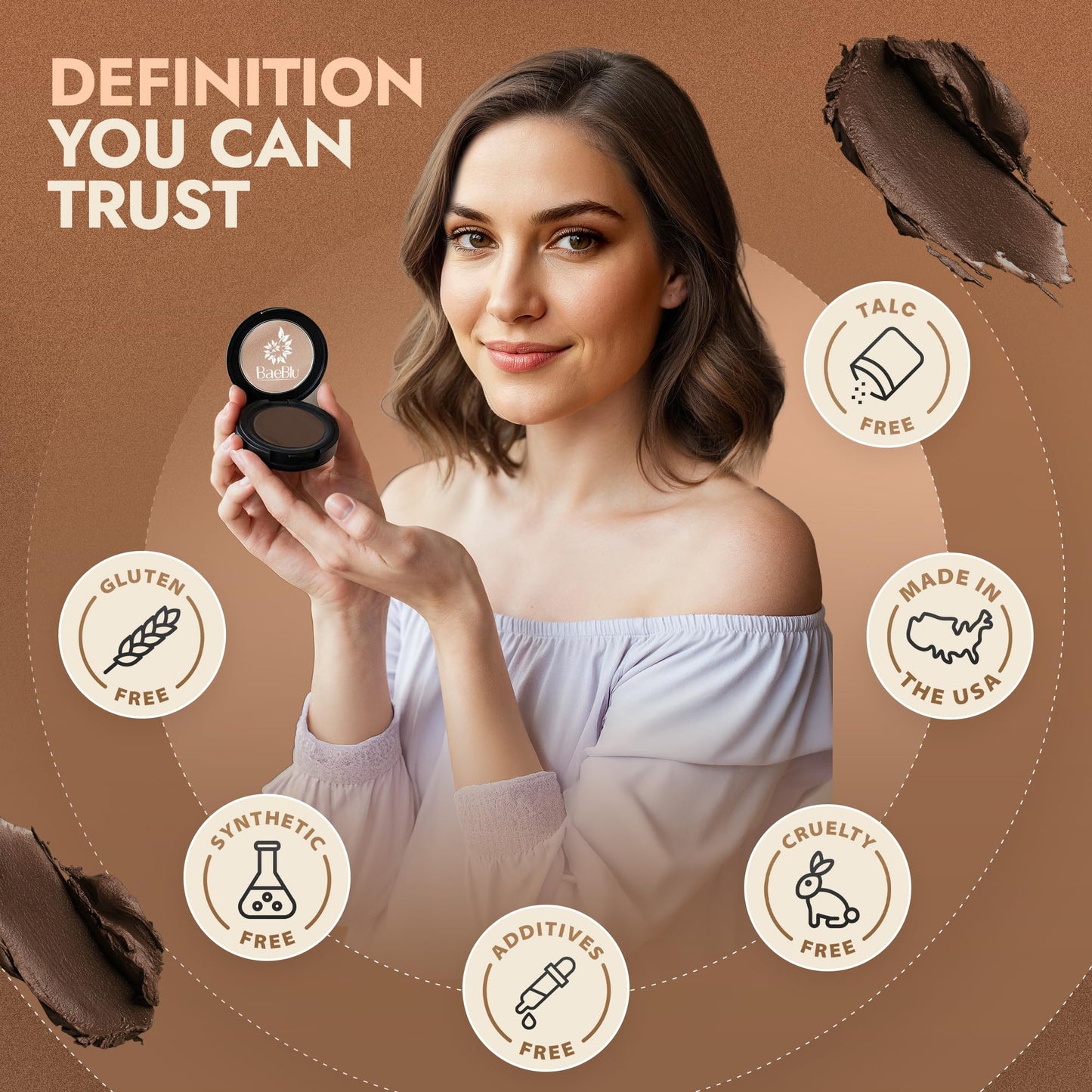 Organic Tinted Eyebrow Pomade, Dark - Water & Smudge-Proof Sculpting Eyebrow Wax for Shaping, Defining & Filling - Long-Lasting 18-Hour Hold - Easy-to-Apply, Vegan & Cruelty-Free - Made in USA