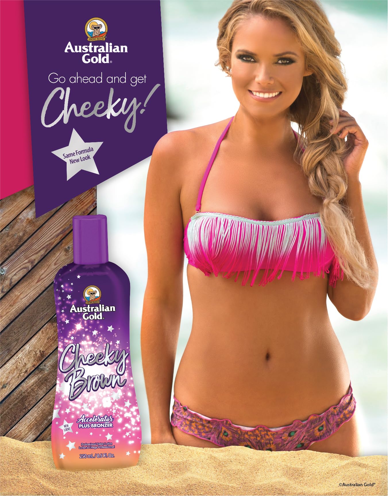 Australian Gold, CHEEKY BROWN Accelerator Dark Natural Bronzers, Tanning Bed Lotion 8.5 oz