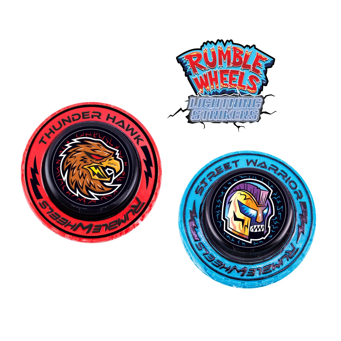 Cepia LLC Rumble Wheels Lightning Strikers Rip Cord Racing Tires 2-Pack: High Speed Launcher Toy, Light Up Spinning Wheels, High Impact Battle Racers for Kids Boys 4-10, All Terrain Tire Racing Toy