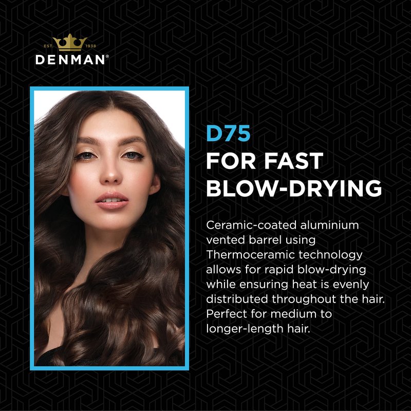 Denman Thermoceramic Curl for Faster Drying, Volumizing & Movement, D75