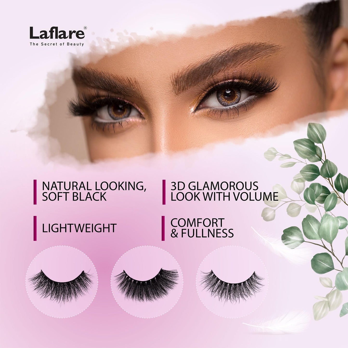 Laflare 100% Real Mink Lashes, 3D NY Mink Eyelashes, Hand-Rowing Natural Long Wispy False Lashes for Luxury Makeup, Natural, Light,Trendy, Reusable (NY52, VALUE PACK)