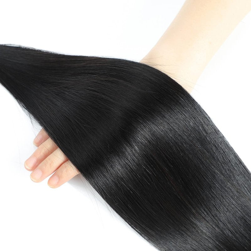 Lolatemi Straight Bundles Human Hair 16 18 20 Inch 3 Bundles 100% Unprocessed Brazilian Virgin Human Hair Straight Weave Bundles Natural Color