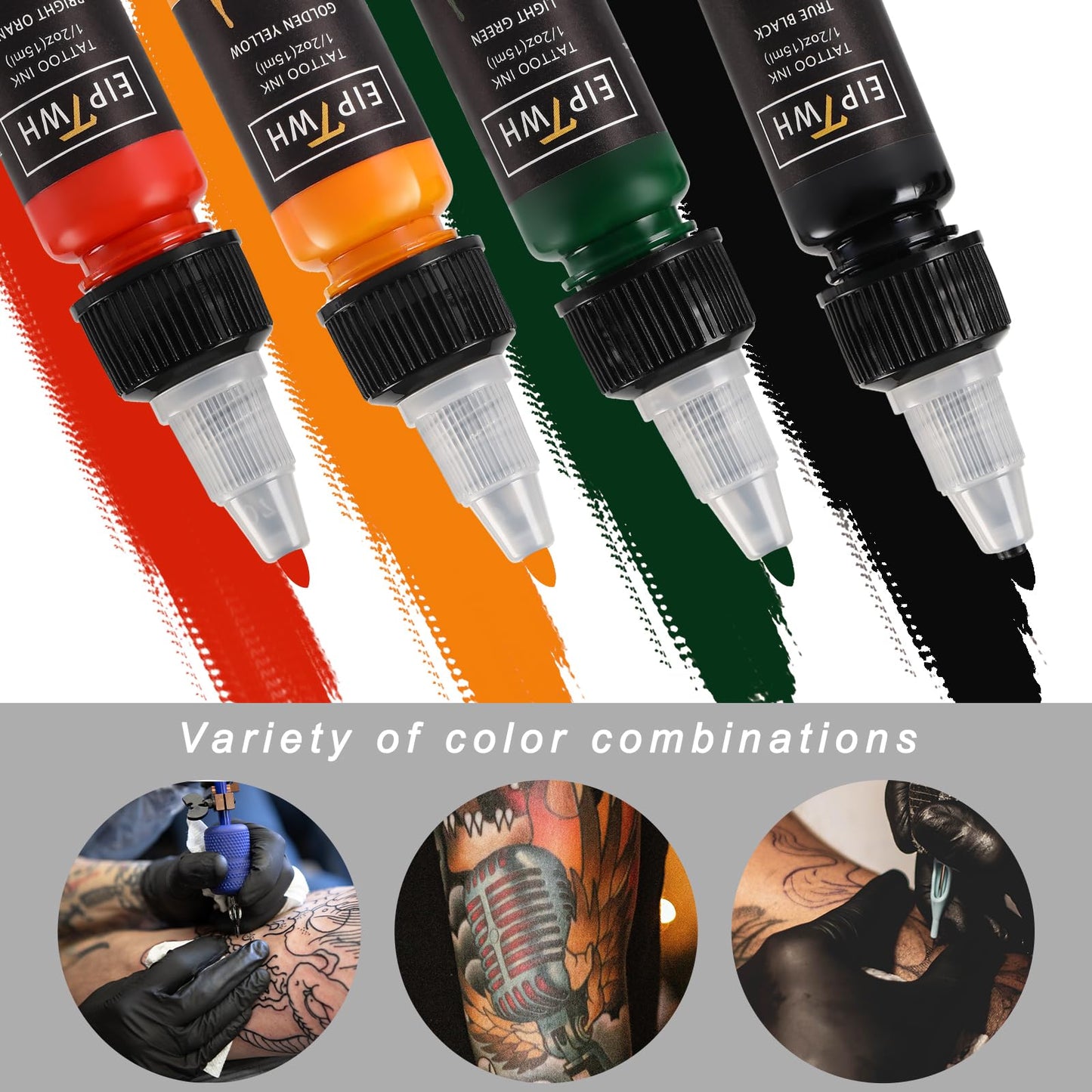 Tattoo Ink Set,EIPTWH 14 Colors Tattoo Ink Color Set 1/2oz 15ml/Bottle Bright&Vibrant Color Ink for Tattooing Tattoo Supplies