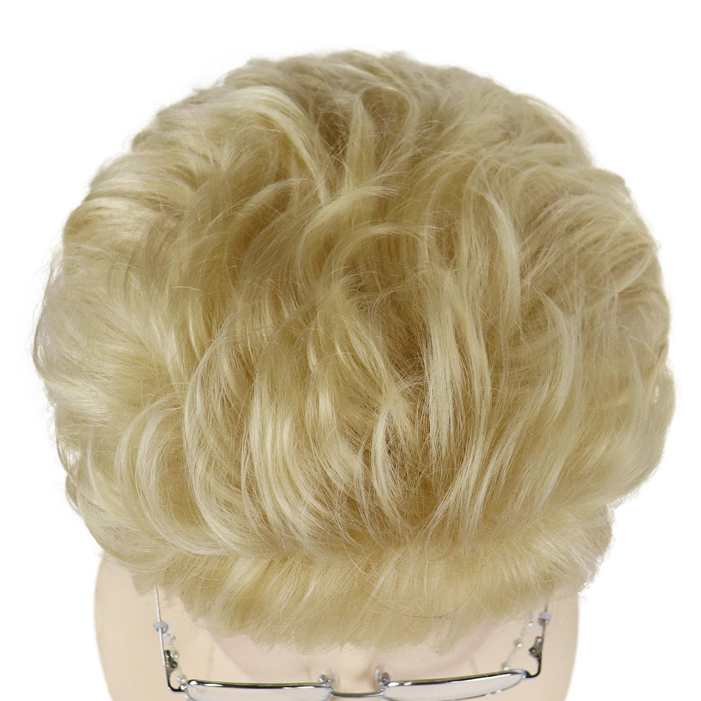 GNIMEGIL Curly Blonde Wig Sets Synthetic Hair Golden Grandma Wigs With Bangs Mommy Granny Outfits Betty White Wig Women Short Elderly Wigs With Glasses,Necklace For Old Lady Halloween Costume