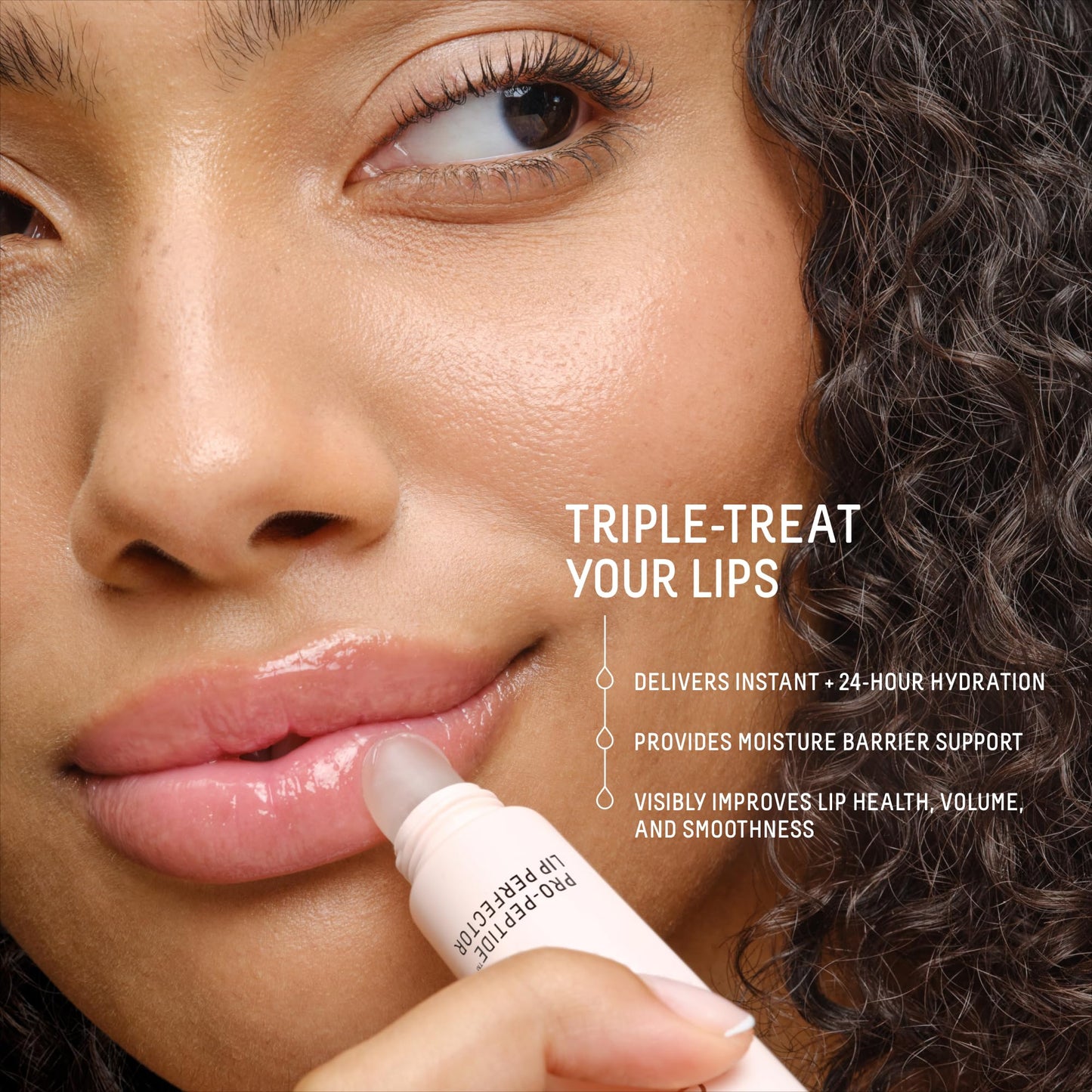 Biossance Pro-Peptide Lip Perfector – Triple-Treat Vegan Lip Balm – Deeply Hydrating with Pro-Peptides & Hyaluronic Acid – Enhances Natural Lip Color – Silky, Glossy Finish in H2Glow, Clear