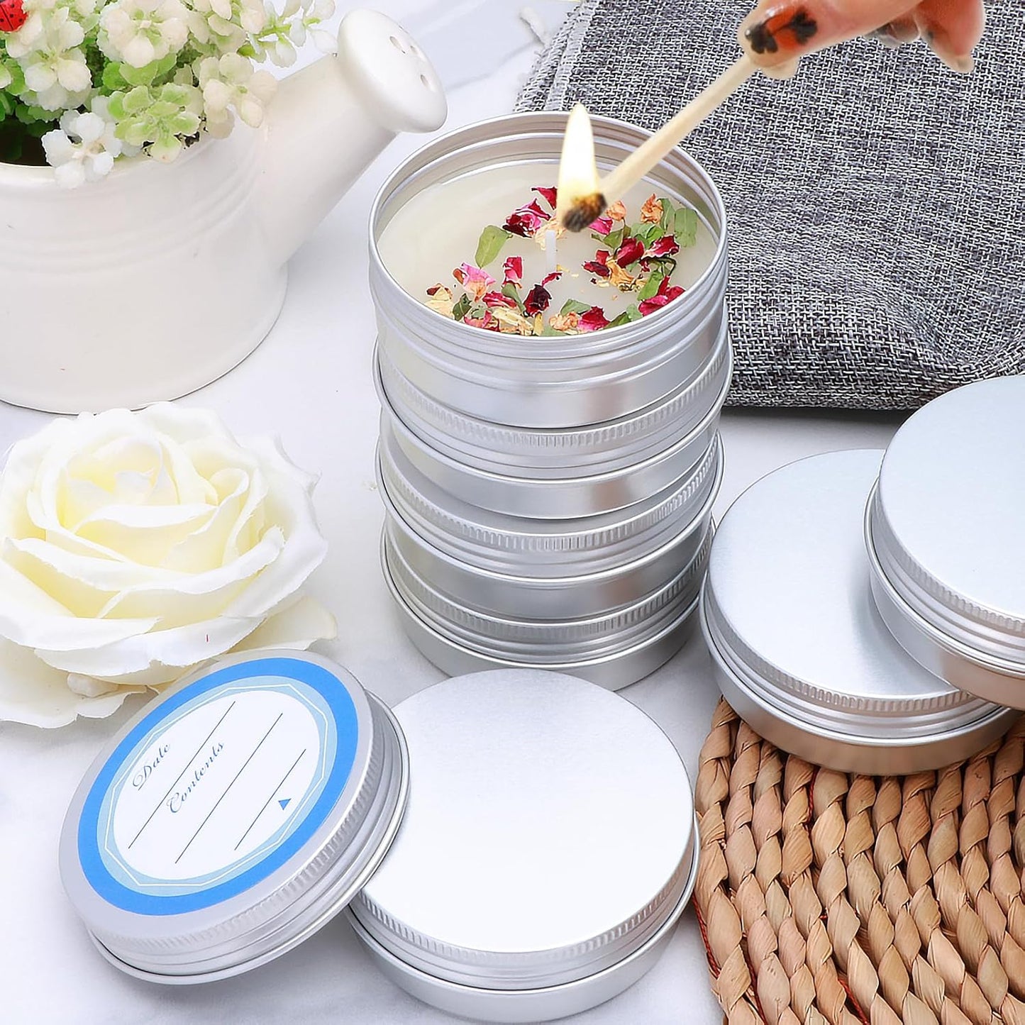 64-Pack 2oz Aluminum Tin Jars - Metal Round Tins with Screw Lid for Lotions, Balms & Spices