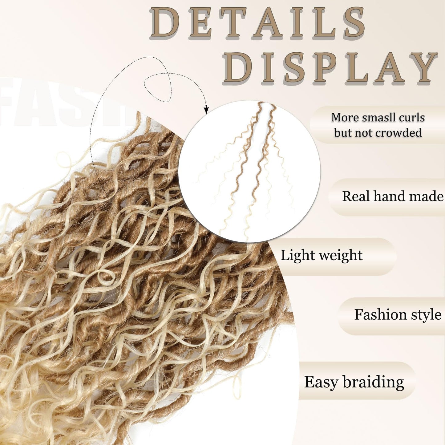 Molleas Goddess Locs 14inch, 9 Packs Faux Locs for Black Women, Pre-Looped Boho Crochet Hair With Curl Ends (14inch, Pack of 9, 27/613)