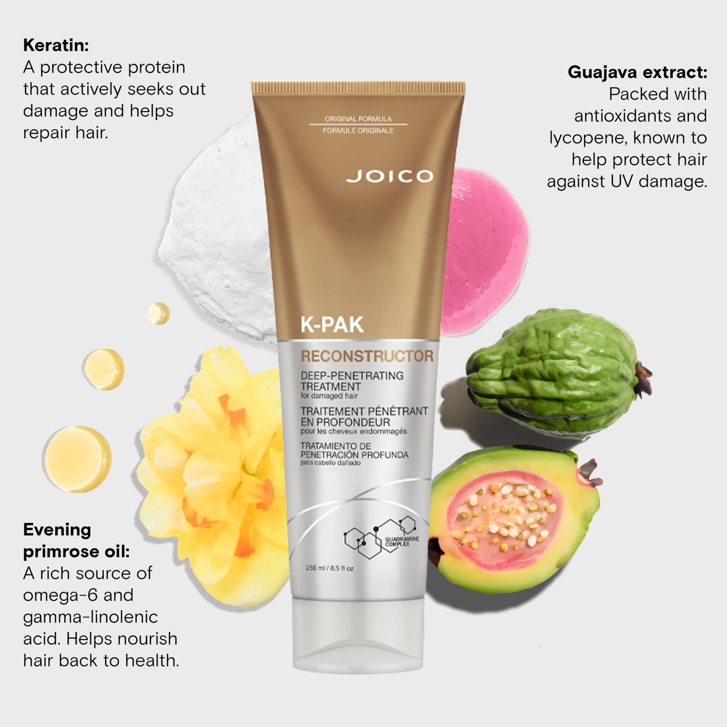 Joico K-PAK Reconstructor Deep-Penetrating Treatment | For Damaged Hair | Repair & Strengthen Strands | Rebuild & Fortify Damaged Hair | Improve Elasticity | With Keratin & Arginine | 8.5 Fl Oz