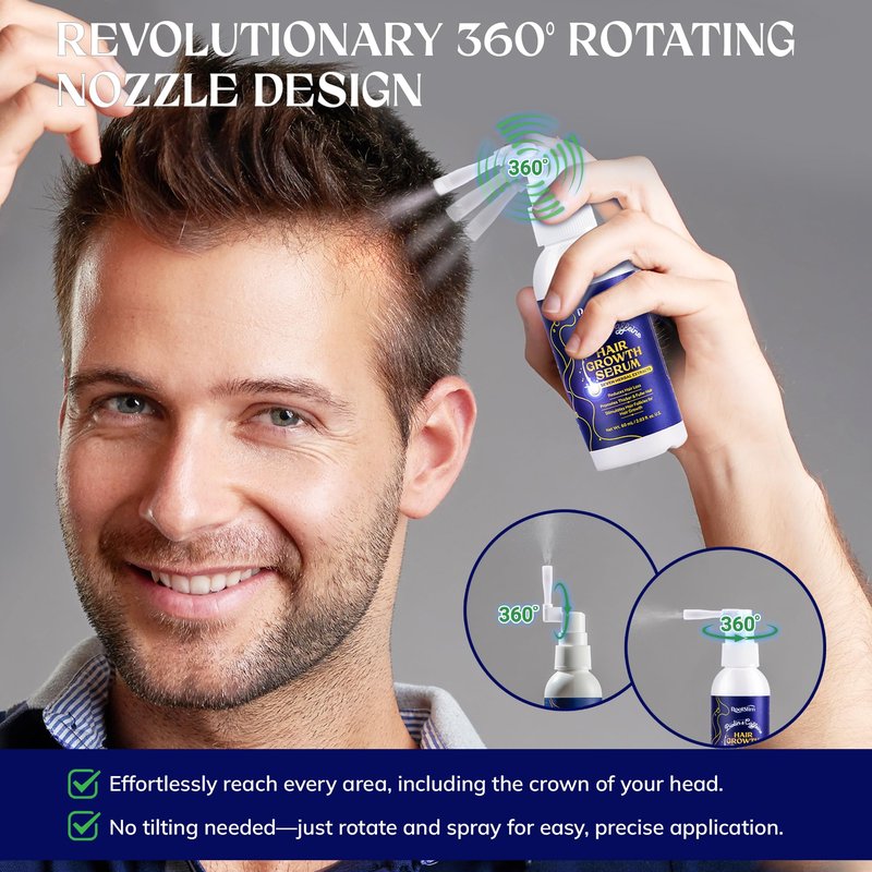 RootStim Hair Growth Serum for Men & Women, Hair Growth Spray, Rice Water & Biotin & Caffeine - Hair Oils for Hair Growth -Longer, Fuller Hair