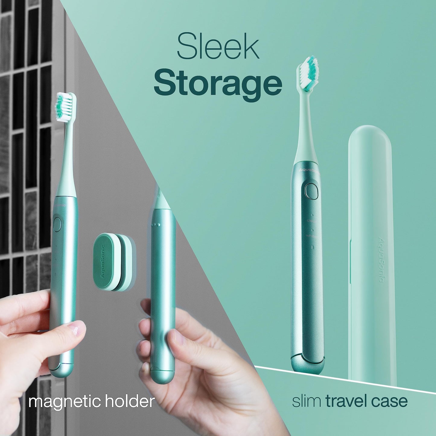 Aquasonic Icon Toothbrush & Water Flosser Bundle (Mint)