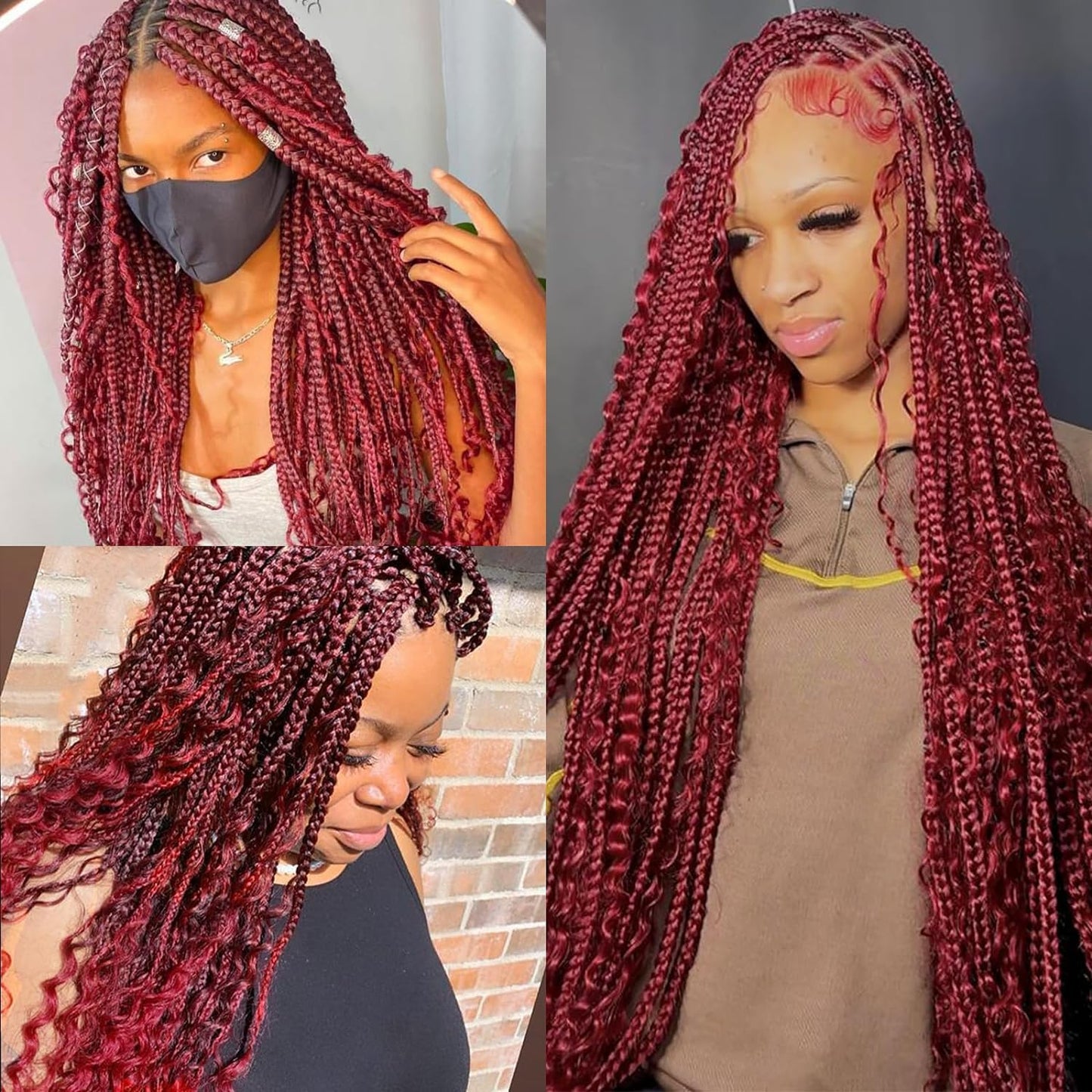 Human Braiding Hair 2 Bundles/Pack 100g Burgundy 99J Curly Deep Wave Human Bulk Hair for Braiding No Weft 10A Brazilian Virgin Human braiding Hair 99J (Burgundy 99J, 14 inch/100g)