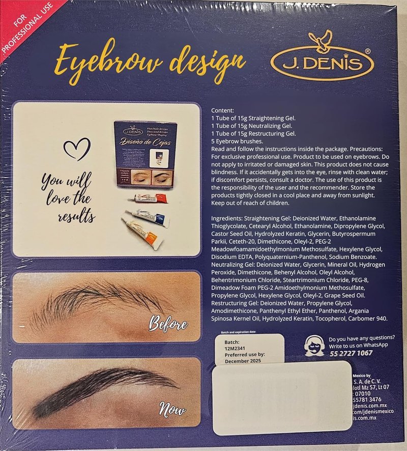J. Denis Professional Eyebrow Lamination Kit | Laminado y Planchado de Cejas Kit Permanente