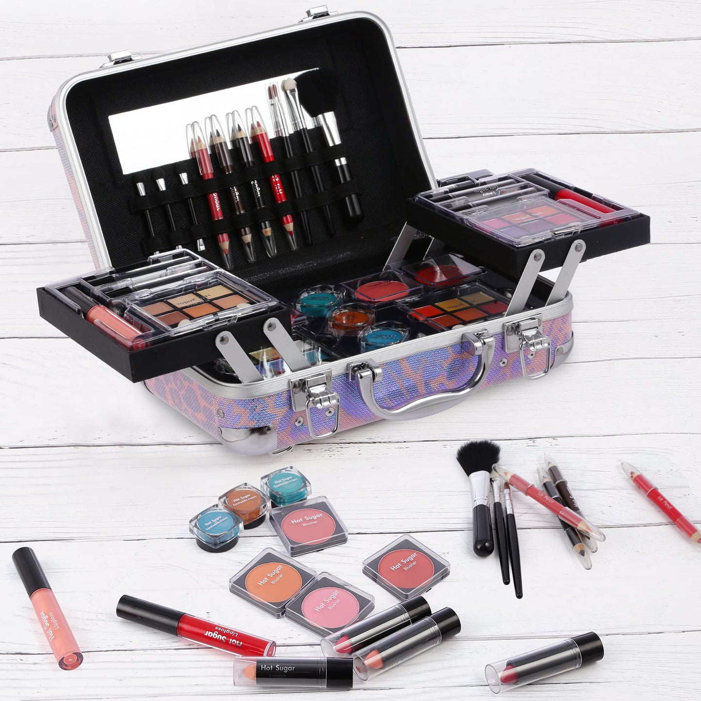 Hot Sugar All-in-One Makeup Set for Adults and Girls (Pink Leopard)