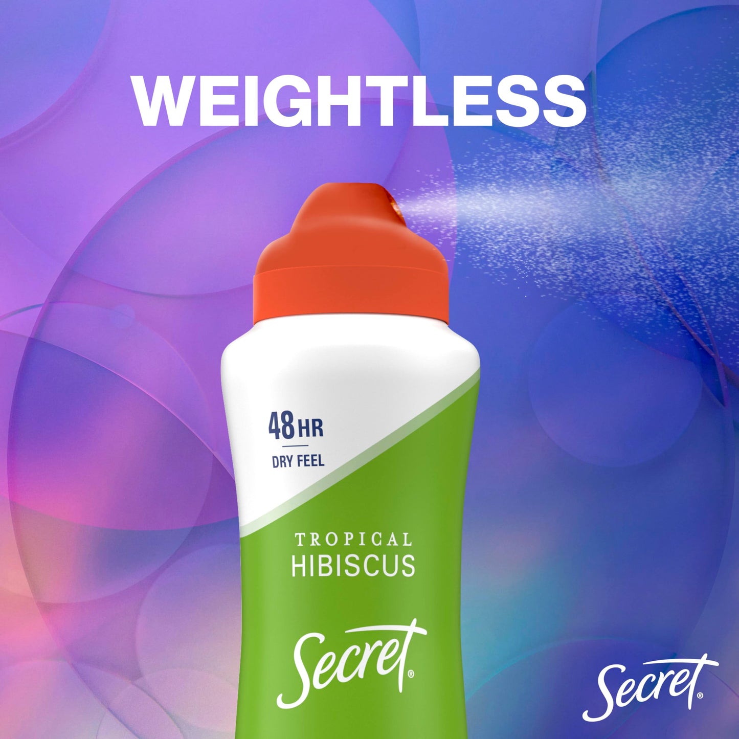 Secret Dry Spray Antiperspirant Deodorant for Women, 48hr Weightless Sweat & Odor Protection, Gentle on Skin, Tropical Hibiscus Scent, 4.1 oz (Pack of 3)