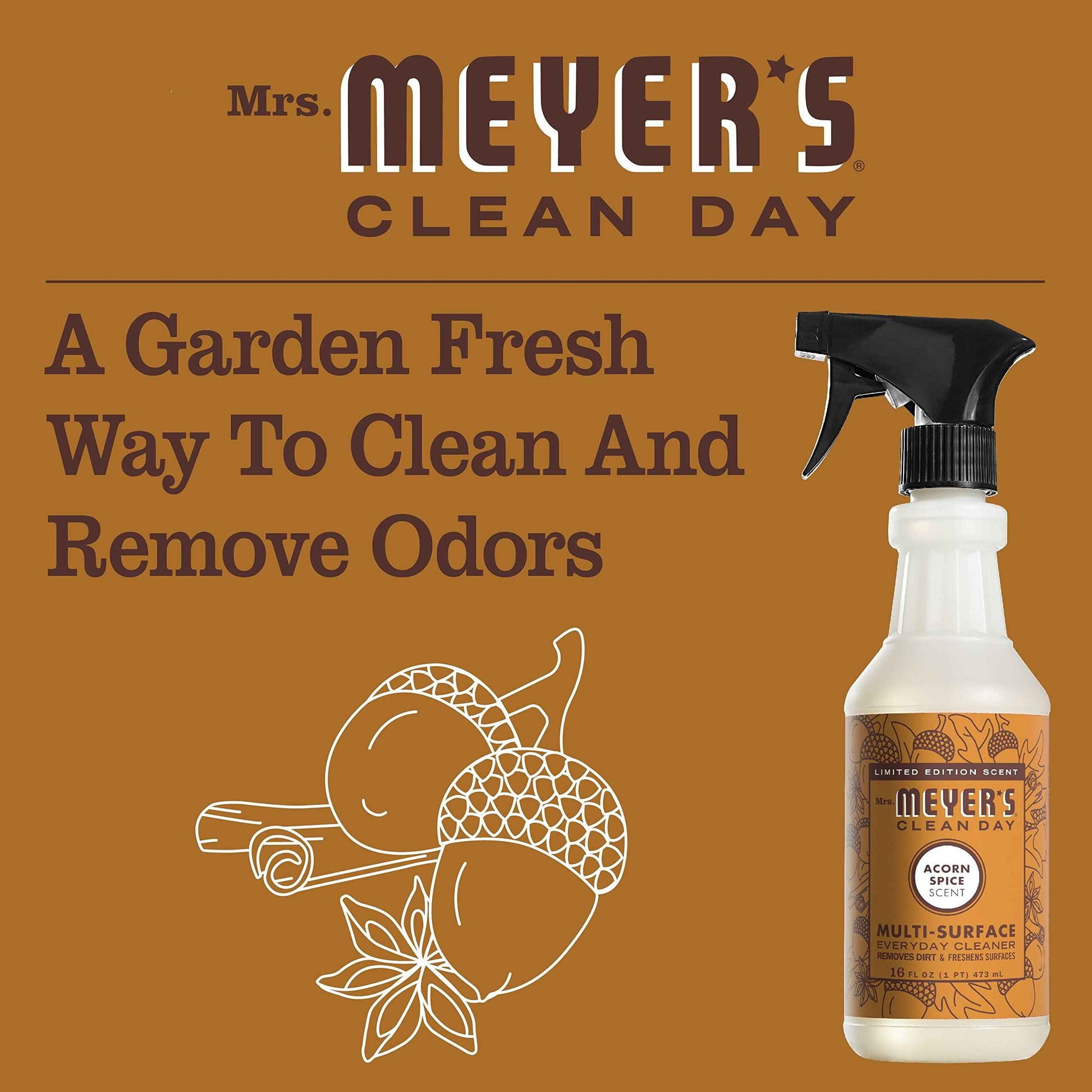 MRS. MEYER'S CLEAN DAY All-Purpose Cleaner Spray, Limited Edition Acorn Spice, 16 fl. oz - Pack of 3