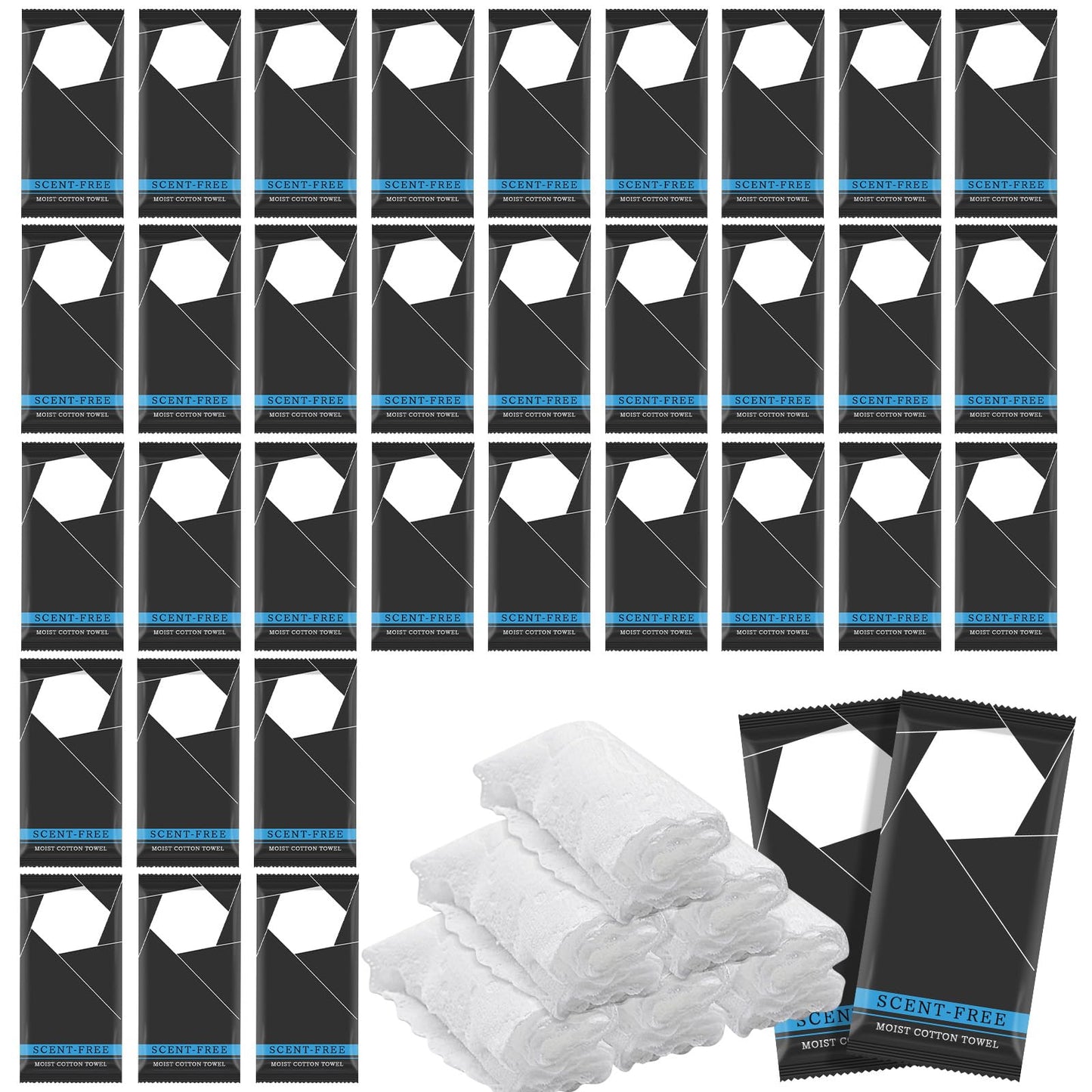 100 Pcs Moist Towel Bulk Moist Towelettes Individually Wrapped,White Towel Services,8.5''x8.5'' Unscented Wet Hand Towels,Disposable Refreshment Pre Moistened Towels for Travel Camping Sport Spa Party