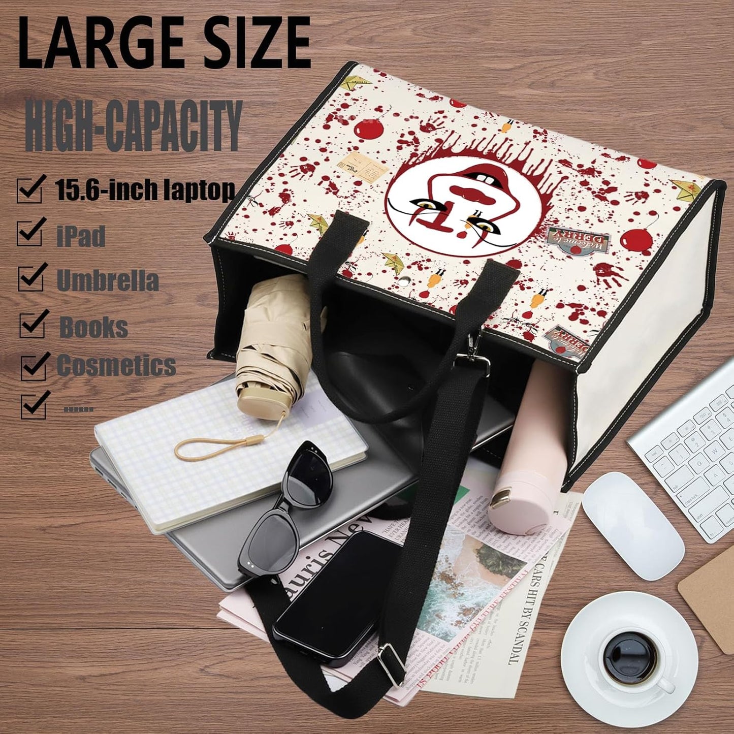 Horror Clown Makeup Bag - Zipper Pouch for Cosmetic Storage | Perfect Gift for Horror Movie Fans