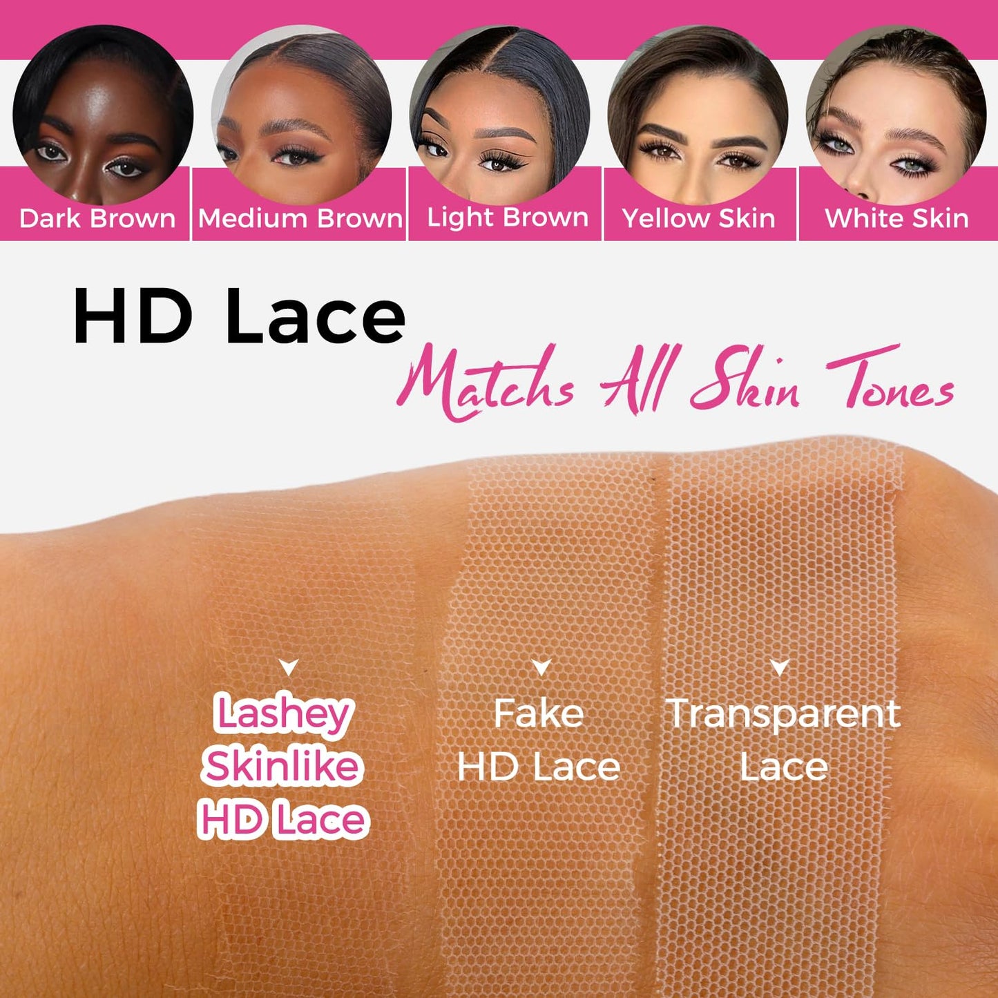 Lashey 2x6 SKINLIKE HD Lace Closure Human Hair Straight, 0.10mm Ultra-Thin Invisible HD Lace, Pre-Bleached Knots and Pre-Plucked Hairline 14 Inch Natural Black