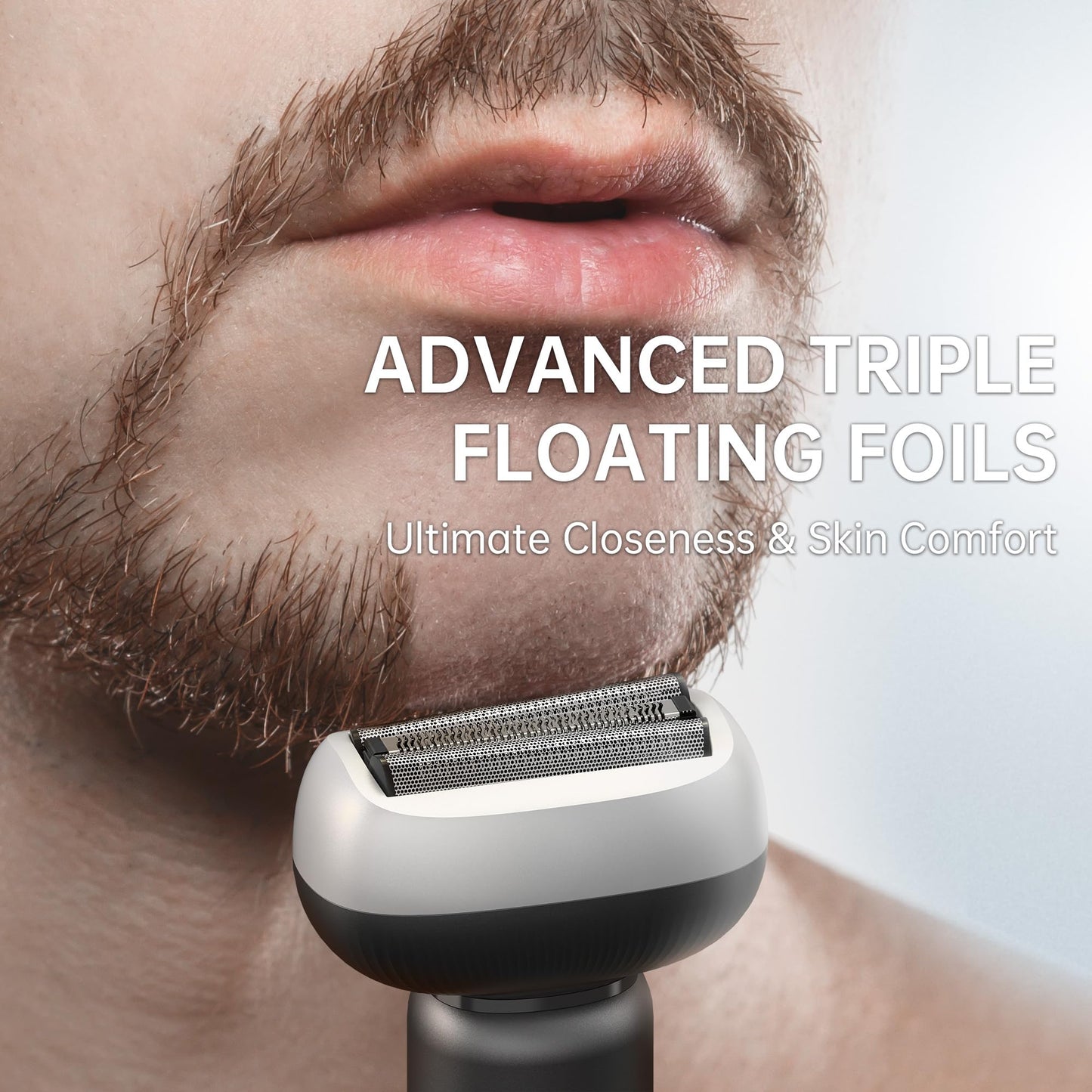 Electric Shaver for Men with Floating Arc 3-Blade, 9000 RPM, Magnetic Head, 1 Hour Fast Type-C Charging, IPX7 Waterproof, Skin-Friendly Blade for Smooth Shaving, Navy
