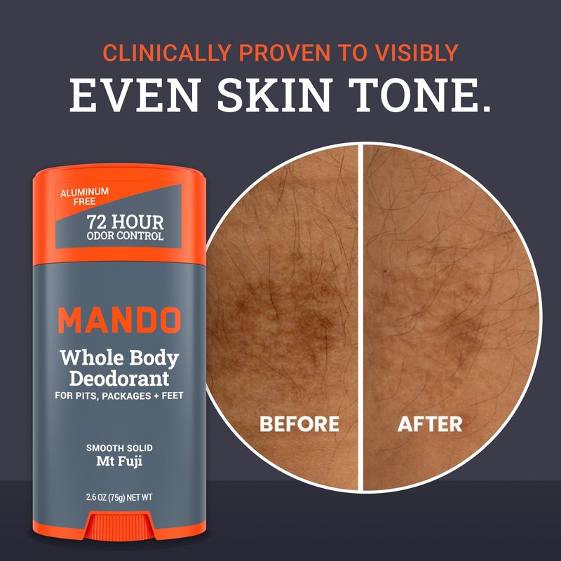 Mando Whole Body Deodorant For Men - Smooth Solid Stick - 72 Hour Odor Control - Aluminum Free, Baking Soda Free, Skin Safe - 2.6 ounce (Pack of 2) - Mt Fuji