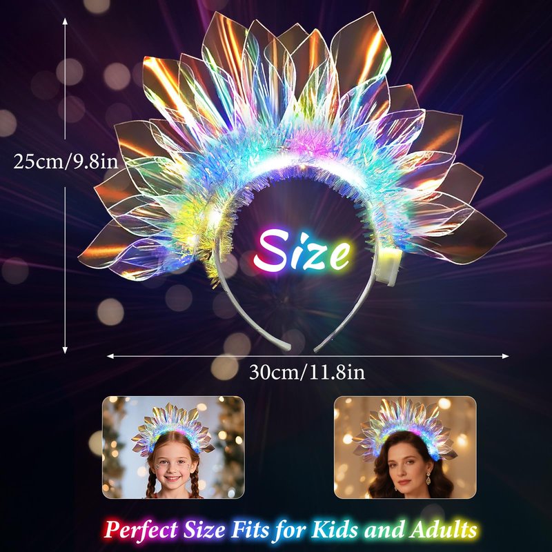 2PCS LED Headbands Light Up Headband, Glow In The Dark Party Supplies, Glow Party Supplies for Women & Girls, Light Up Party Favors Flashing Hair Band for Raves, Halloween, Christmas, Night Events