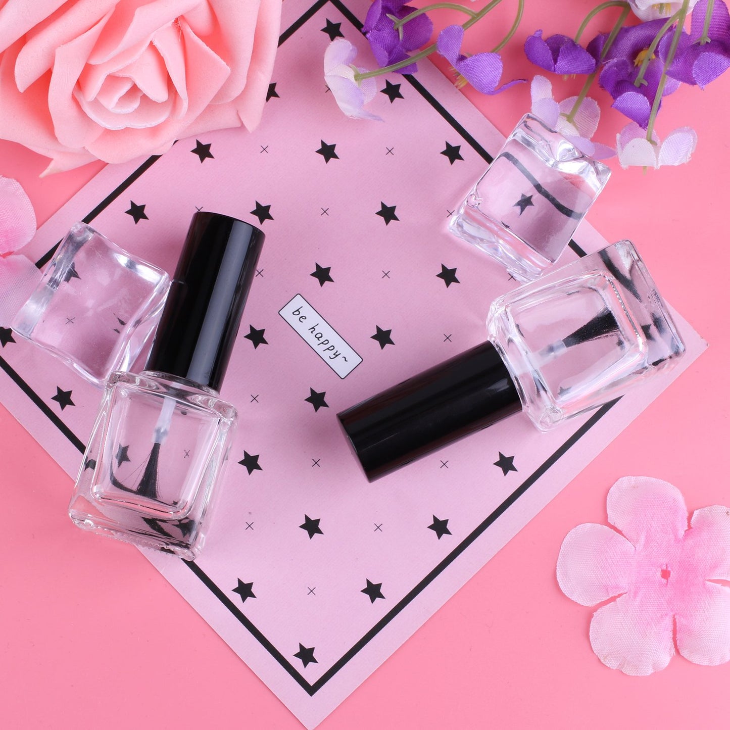 Empty Nail Polish Glass Bottles - 6PCS 15ML with Brush Cap, Funnel & Mixing Balls for Nail Art