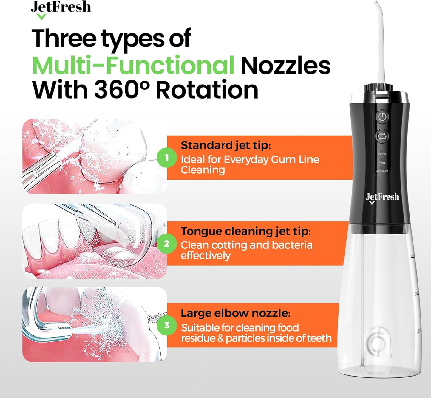Cordless Water Flosser - Rechargeable Dental Oral Irrigator with 2 Modes & 350ML Tank | Portable for Home & Travel
