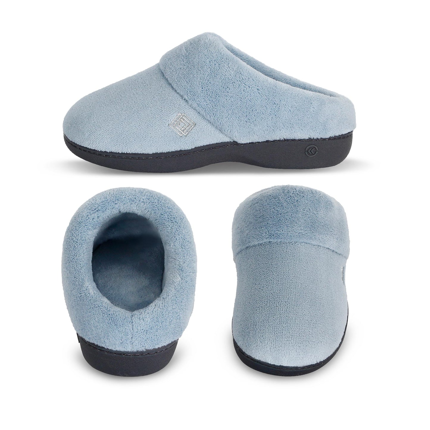 isotoner Women's Classic Clog Slippers with Memory Foam Comfort and Non-slip Sole Slipper, Blue Fog, 8.5-9