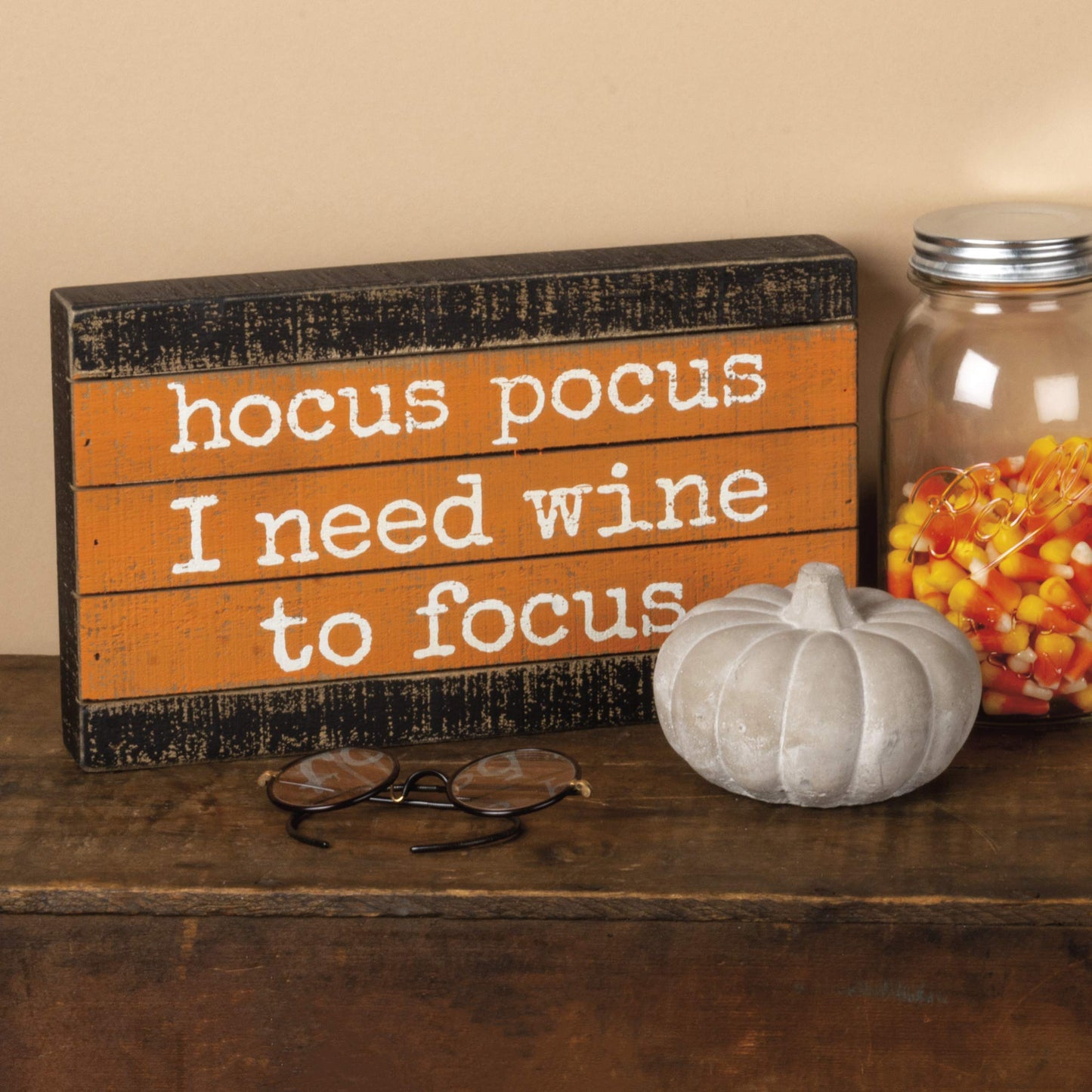 Primitives by Kathy 35806 Slat Wood Box Sign, Hocus Pocus