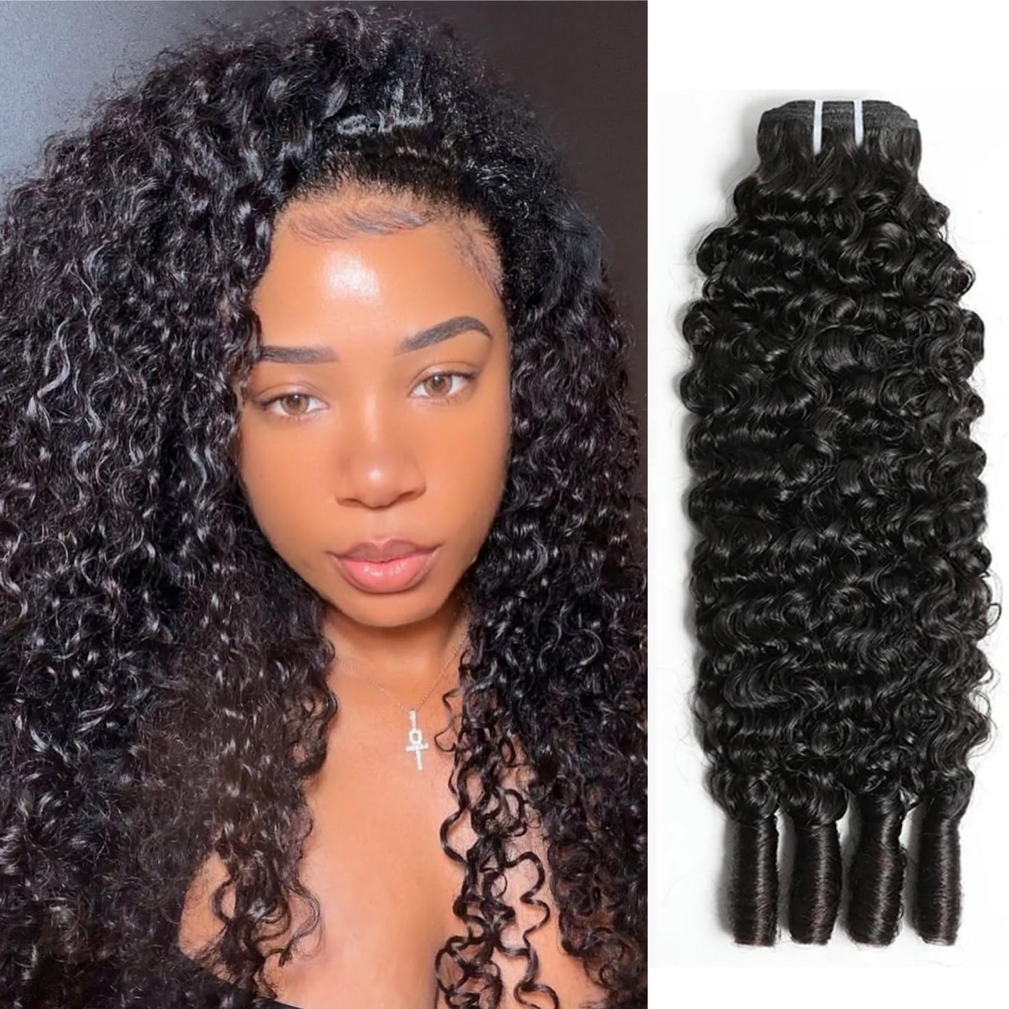 Burmese Curly Bundles Human Hair 18 Inch One BundlesBrazilian Virgin Hair Bundle Quick Weave for Women Water Wave with Spiral Curly End Natural Black Hair Extensions
