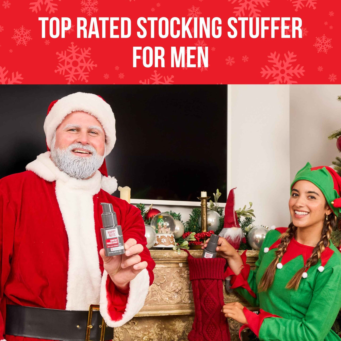 HAPPY NUTS Comfort Powder Spray: Anti Chafing & Mens Deodorant, Aluminum-Free, Sweat and Odor Control for Jock Itch, Groin and Men's Private Parts