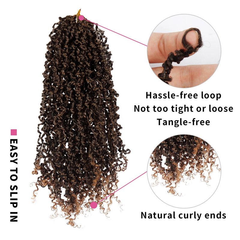 Yanky Twist Crochet Hair 9 Packs (270 Strands) - Pre-looped Crochet Hair, Pre-Twisted, Tangle-Free, Lightweight Crochet Braids Synthetic Hair Extensions for Women (1B, 8 Inch)