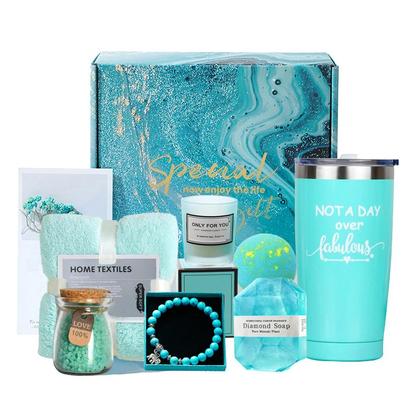 Blueyule Birthday Gift Basket Women, Spa Gifts & Cozy Blanket Gift Set, Unique Christmas Gifts for Her, Self Care Gift Set, Perfect Gift Ideas for Mom, Sister, Friend