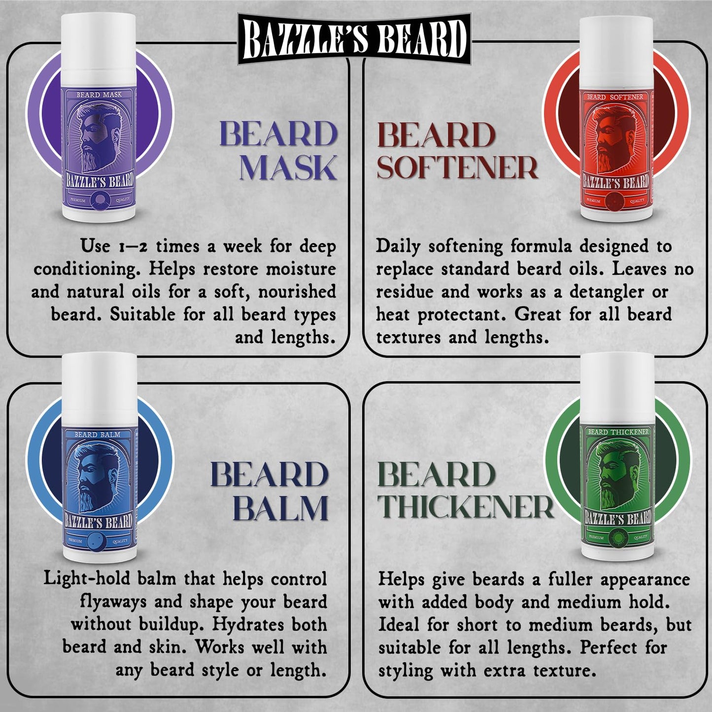 Bazzle's Beard Softener – Beard Balm Conditioner for Men with Biotin, Softens Coarse Hair, Deeply Moisturizes Facial Hair, Conditions Skin, and Adds Natural Shine, Products for Mustache Care