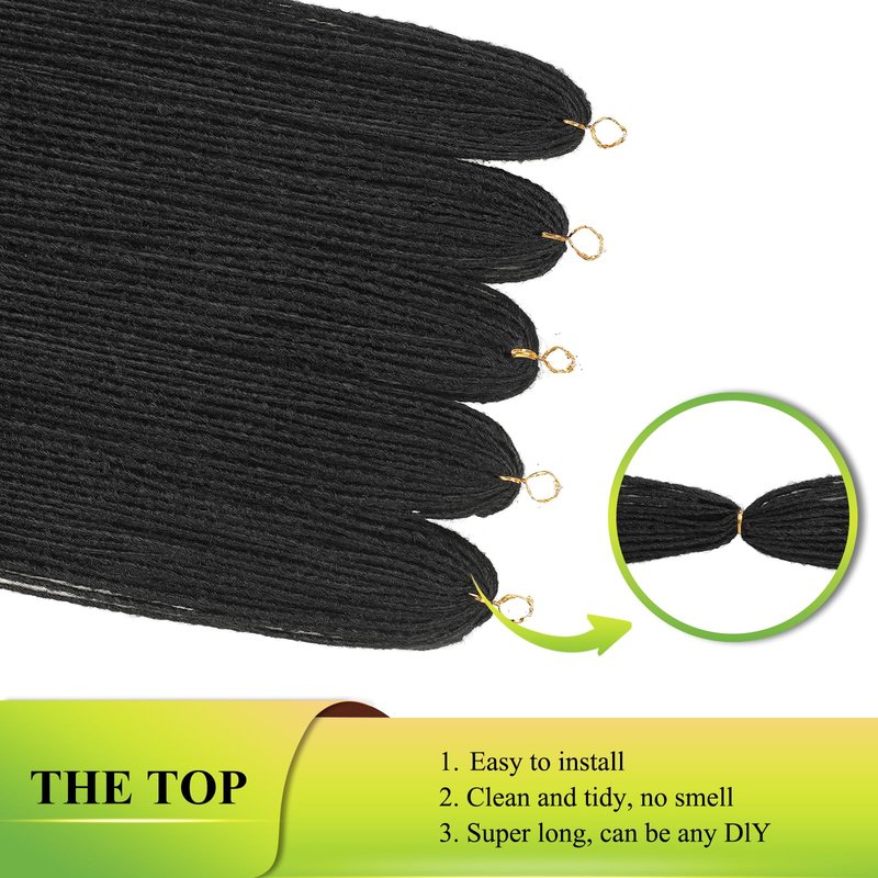 GUOHUI Micro Faux Locs Crochet Hair, 36 Inch 5 Packs Color Natural Black DIY Braids Straight Styles (36",1B)
