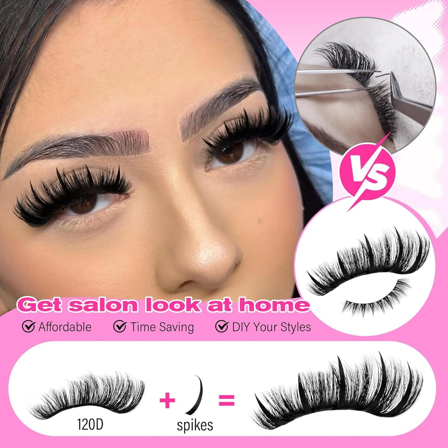 Bottom Lash Clusters Kit - Mega Volume Spiky Eyelash Extensions with Clear Bond & Seal | Fairy Style