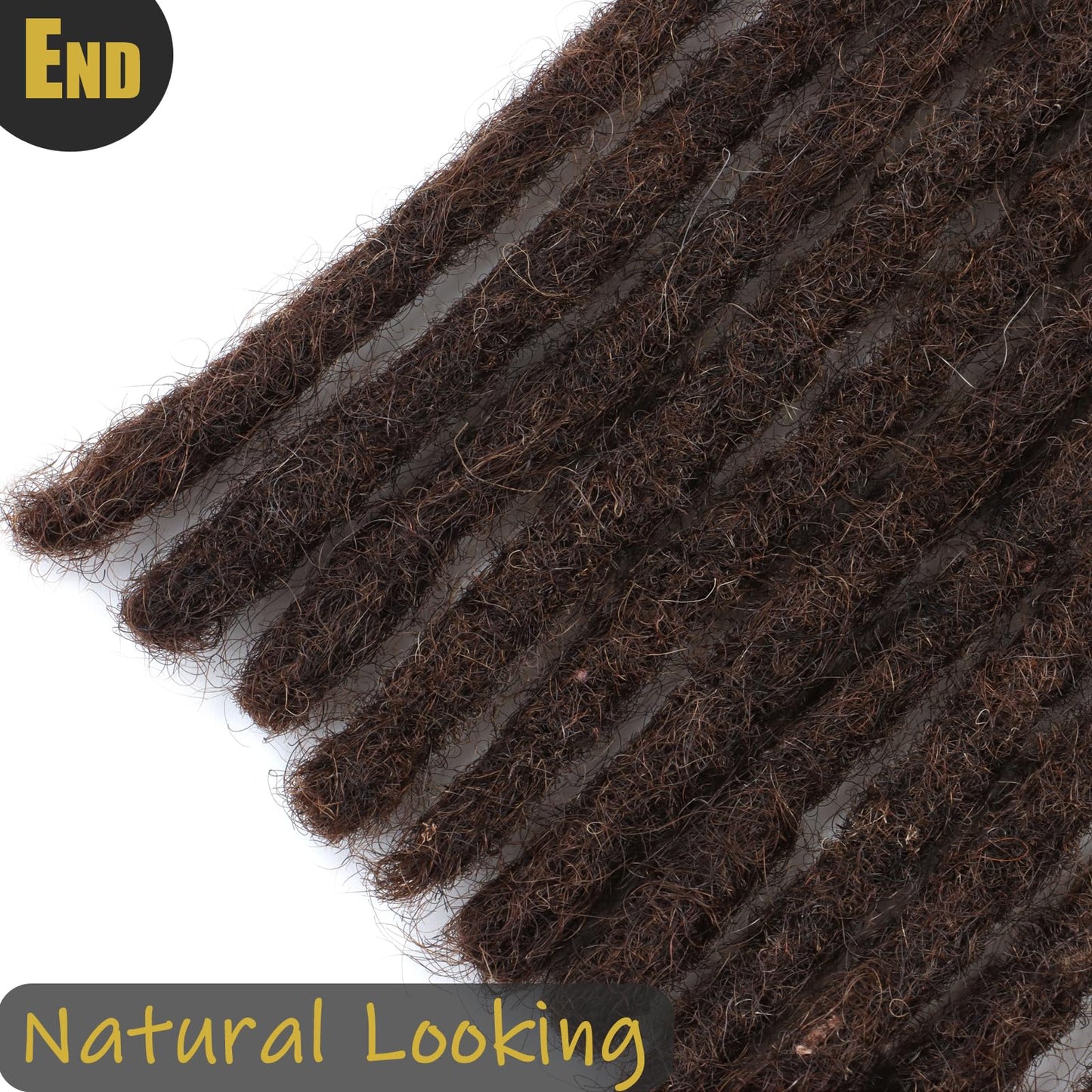 IXIMII #4 Dreadlock Extensions Human Hair 0.8 cm 8 inch 20 Strands Chocolate Brown Handmade Permanent locs with Needles and Comb Real Human Hair Dreads Extensions for Women Men Kids
