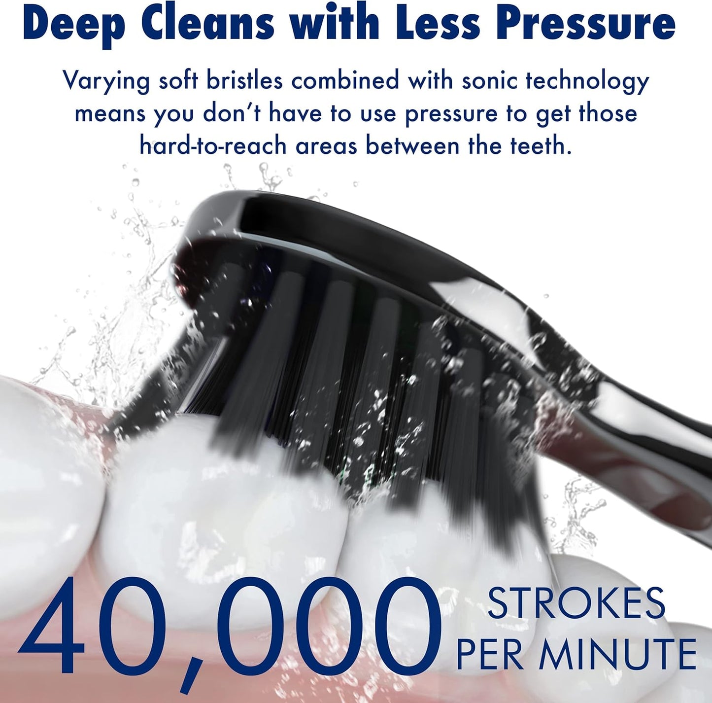 Sonic-FX Solo Electric Toothbrush - 10 Brush Heads, Charcoal Bristles, Rechargeable | Smart Timer, 3 Modes, Blue
