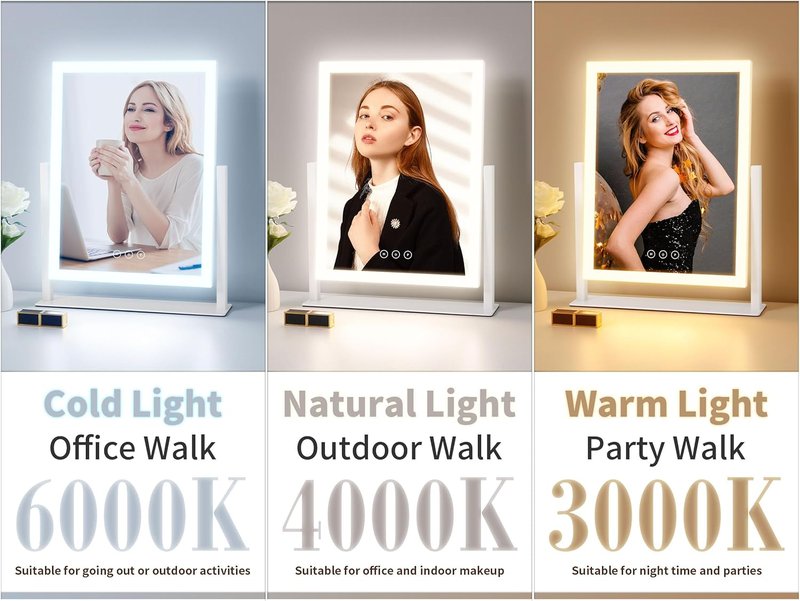 Lighted Vanity Mirror - Makeup Mirror with Dimmable Lights & 3 Color Modes | 16.7" x 13.2" for Dressing Room & Tabletop