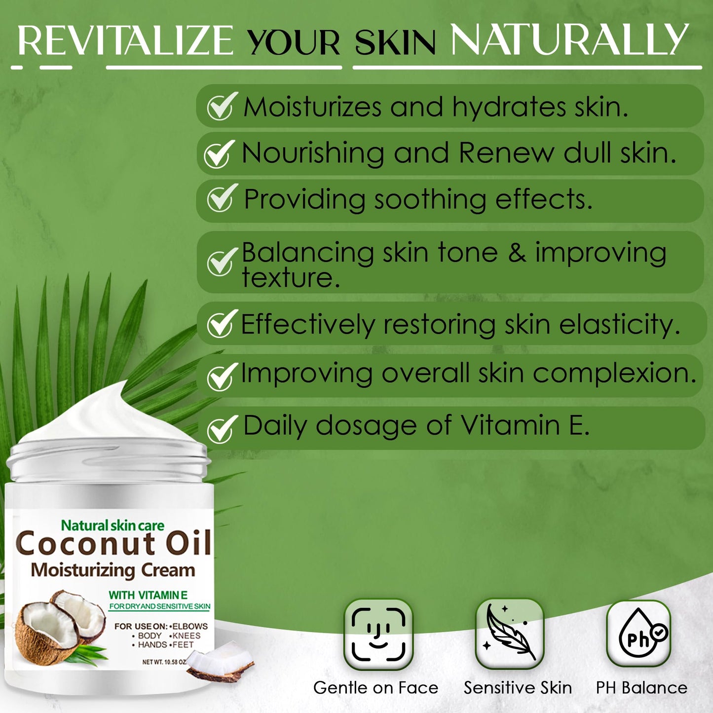 DR MEINAIER 3 Packs x 300 ml Coconut Oil Moisturizing Cream 3-Pack, Lightweight Lotion for Face Body Hands, Fast-Absorbing Non-Greasy Daily Care