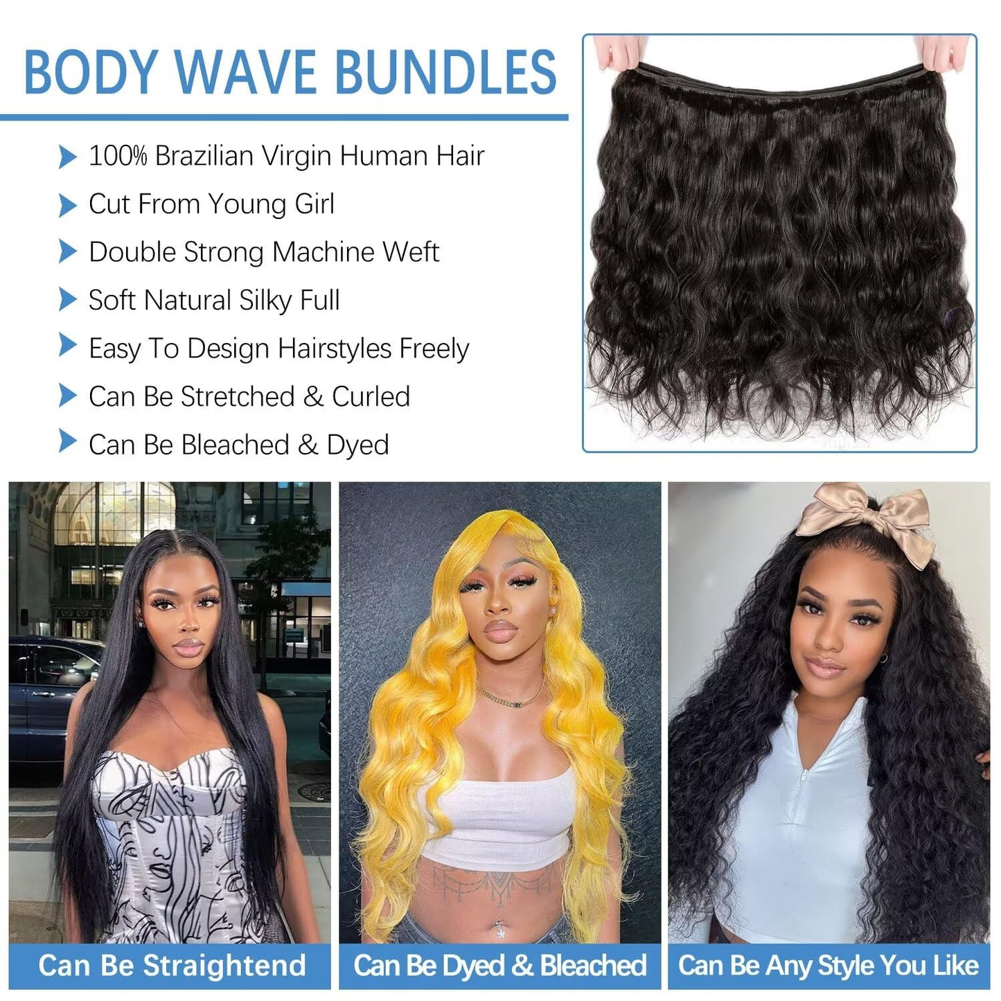 12A Human Hair Bundles 28 Inch Body Wave Bundles Human Hair 100% Unprocessed Brazilian Virgin Weave 1 Bundle for Women Natural Black Real Body Wavy Human Hair Extensions