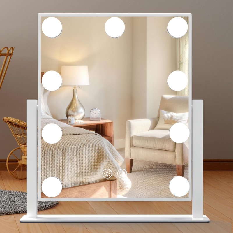 IBRIGHTSO Hollywood Vanity Mirror with Lights, Lighted Makeup Mirror with Lights, 3 Color Lighting Modes, Dimmable, 5X Magnification Mirror, Smart Touch Control,360°Rotation(12in, White)