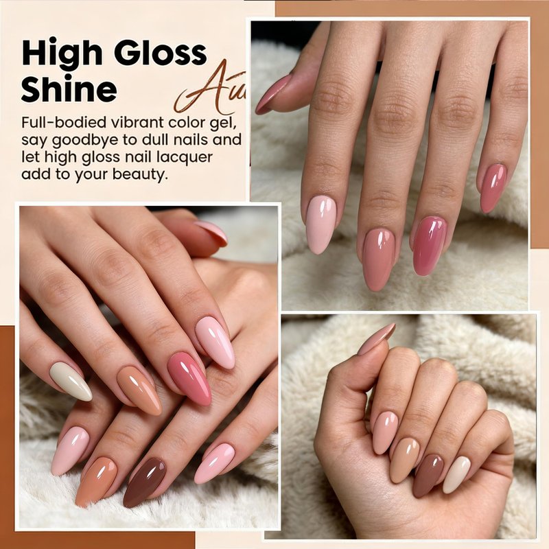 XunmotorYao Gel Nail Polish Set, 6 Colors Milky White Nude Pink Polish Kit Soak Off Uv LED Nail Kit Minicure DIY Nails Art for Salon Home Fall Winter Gel Nails Kit