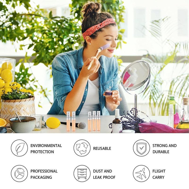 Mini Spray Bottle Set - 105PCS 5ML Clear Glass Refillable Fine Mist Atomizers | Travel & Essential Oils